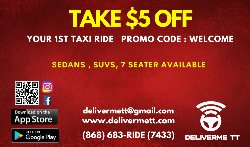 DeliverMe TT Promo Welcome Offer $5 off 1st ride